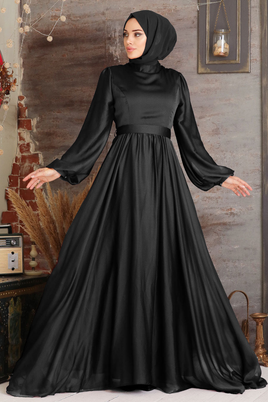 Nour Plain Black Occasion Dress