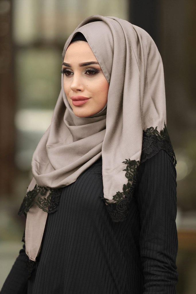 Plain Light Mocha Silk Hijab - Croyance London