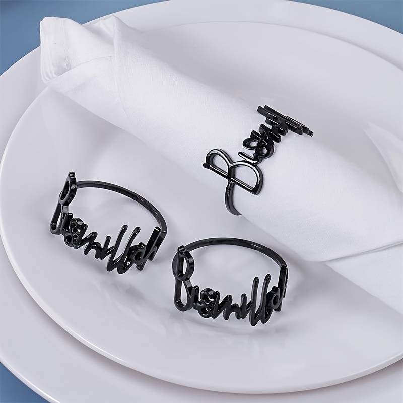 <span>Elevate your dinner table with the exquisite Bismillah Napkin Rings. Perfect for any occasion, these rings in a stunning hue feature the word "Bismillah" in Arabic calligraphy, adding a religious and cultural touch to your dining experience. </span><span>For those who appreciate the finer things in life, these napkin rings are a must-have, adding an elegant and sophisticated touch to any dinner party or special occasion.</span>