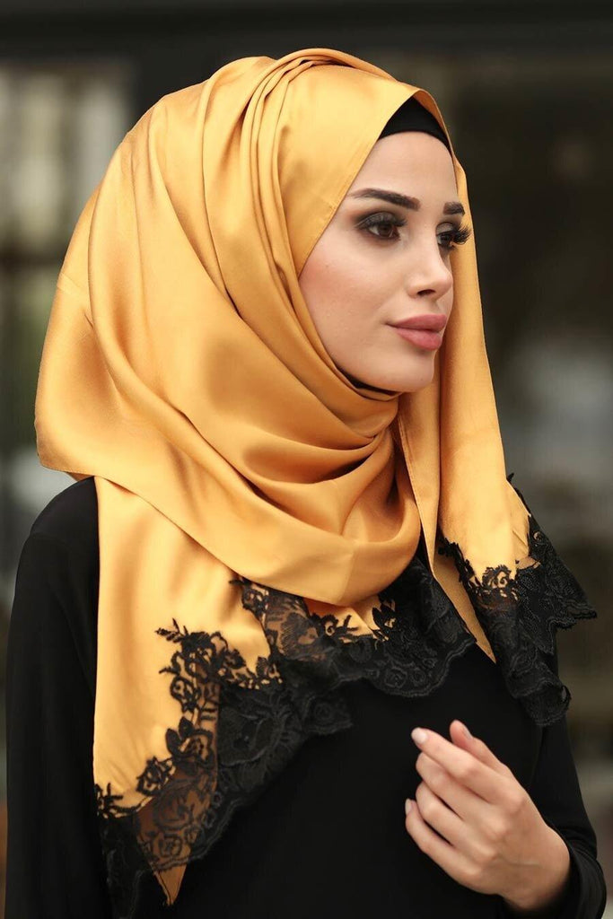 Plain Mustard Silk Hijab - Croyance London